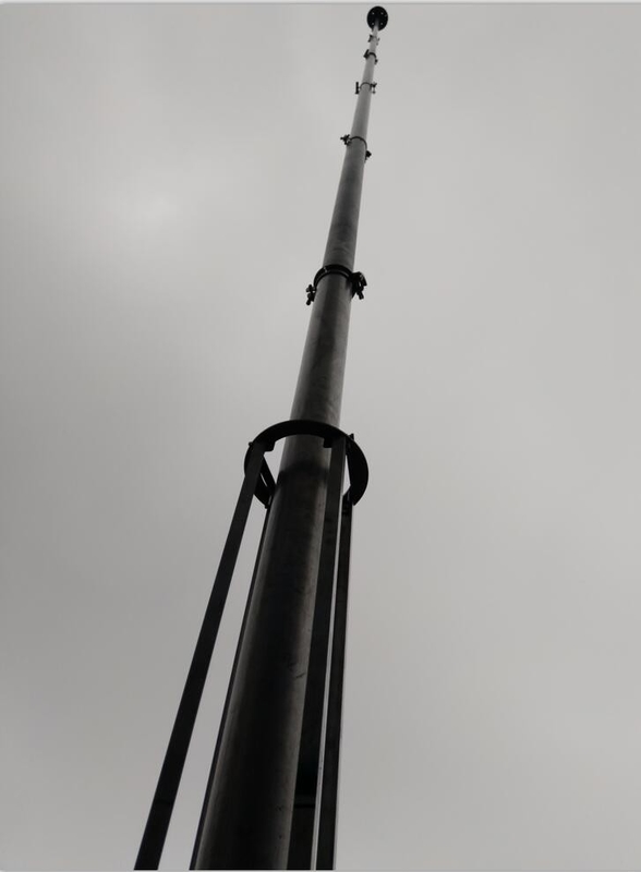 воздушна фотографија јарболот light weight 2mm wall 6063 aluminum tube 6-18m telescopic mast with tripod stand